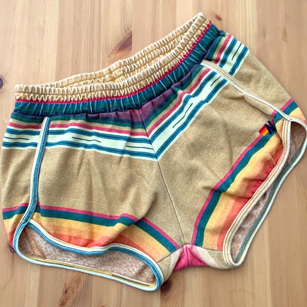 Aviator Nation Tulum Rainbow lounge shorts - Tan